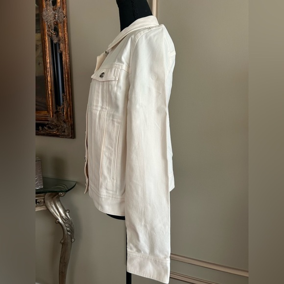 1901 Ivory White Denim Button Front Stretch Jacket Size Large - Picture 3 of 6